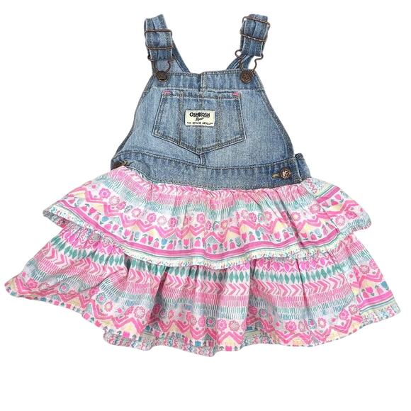 OshKosh B'gosh Denim Ruffle Overall Dress - Picture 1 of 9
